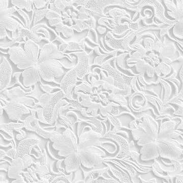 純白のヴィンテージ風レースパターン