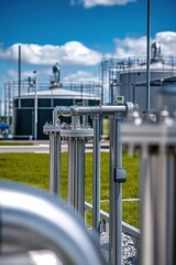A close-up view of a biogas plant showcasing visible methane gas leak detectors, highlighting the robust safety measures in place.