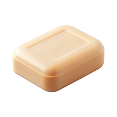 3D illustration of a beige soap bar with smooth edges. The simple and clean design makes it ideal for hygiene, health, or beauty-related creative projects. Isolated on transparent background, png.