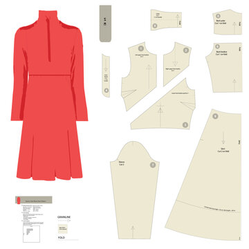 Sporty Mock Neck Color Block Midi Dress Sewing Pattern for Sizes Small-Medium