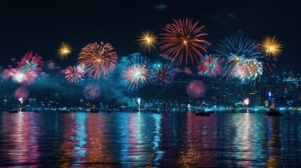 Fireworks Display Over Water