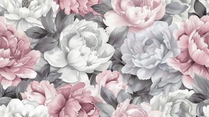 Illustration of pink and white peonies