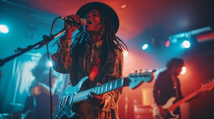 Obraz premium Female Rock Musician Singing