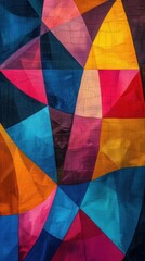 Geometric shapes in vibrant colors, abstract art, high contrast, vibrant