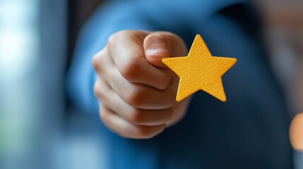 Hand Holding Golden Star -