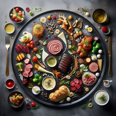 Gourmet Food Platter with Festive Decorations