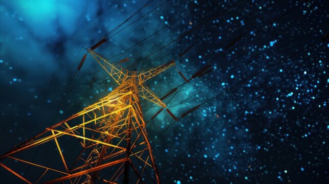 Electricity Tower Against a Starry Night Sky
