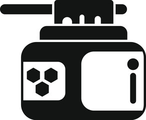 Black and white vector icon of a military robot scanning for danger with an antenna uplink