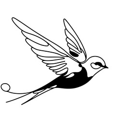 Obraz premium Swallow one-line art drawing animal bird flying continuous outline