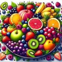 A Colorful Abundance of Fresh Fruits and Berries