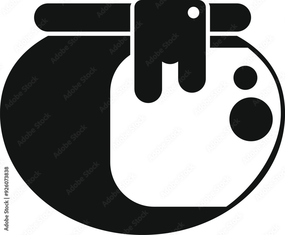 Aufkleber simple black and white vector icon representing a closed honey jar with a paper label hanging and dr