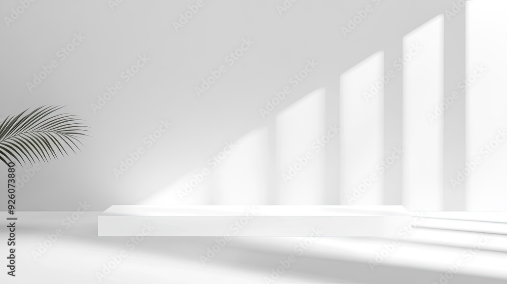 Fototapete a minimalist white background with subtle shadows, ideal for product placement or text overlays