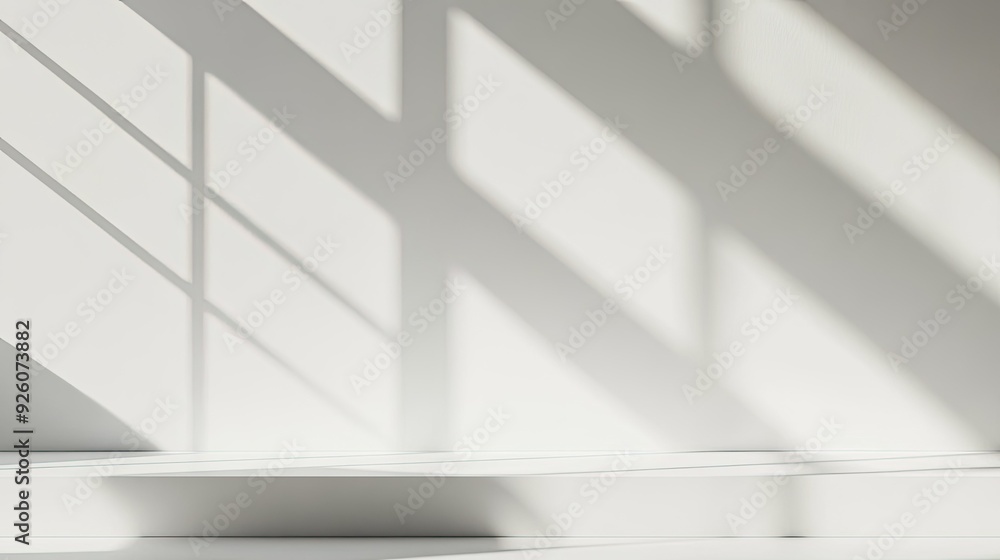 Fototapete a minimalist white background with subtle shadows, ideal for product placement or text overlays