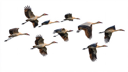 Obraz premium Flying Cranes in Formation