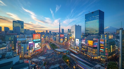 Obraz premium Tokyo Skyline at Sunset with