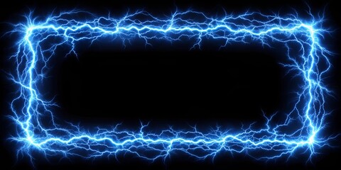 Naklejka premium Glowing electric blue lightning round frame isolated on background, electric blue, glowing, lightning, round, frame, isolated