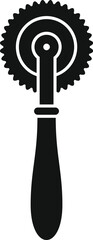 Black silhouette of a pastry wheel, a tool with a handle and a rotating cutting wheel used to cut dough