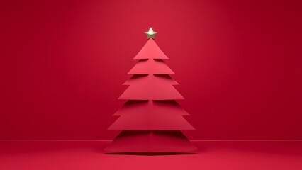 Obraz premium Red Christmas tree ornament background - holiday decorations – seasonal celebration – winter decor