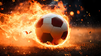 Fototapeta premium energy football on fire