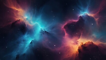 Fototapeta premium Abstract background with nebula, stars and galaxies in outer space.