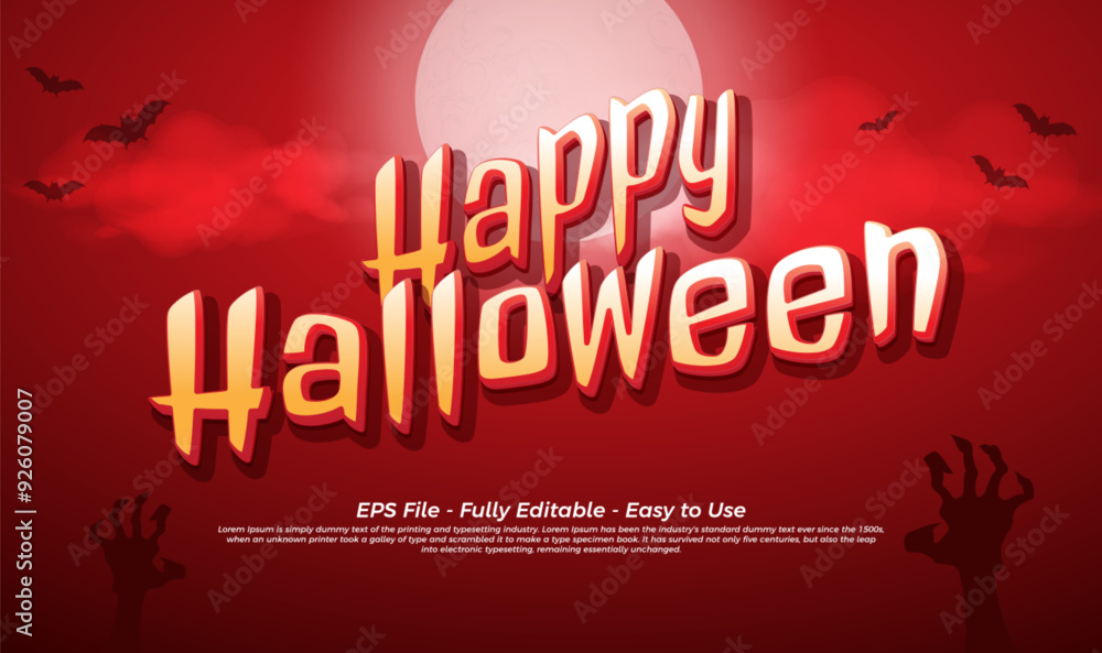 Poster editable vector text effect happy halloween with scary background