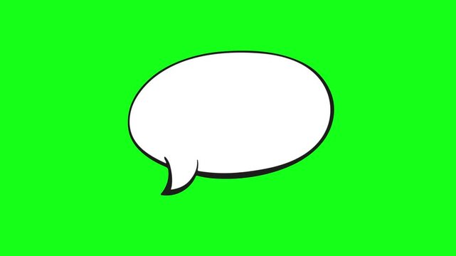 Empty speech bubble chat text animation isolated on green screen background. 4K looping animated vector cloud