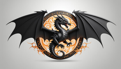 Logo dragon vouivre serpent Fantasy emblème blason pièce médaille.