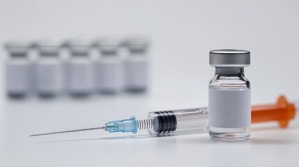 Vaccination and Immunization: Close-Up of Vial and Syringe for Medical Injection Preparation