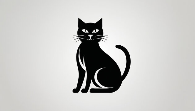 Logo rond noir chat chaton animal compagnie m&eacute;daillon courbe.
