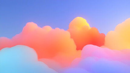 Abstract pastel cloud formation with a blue, purple, orange, and yellow color scheme.