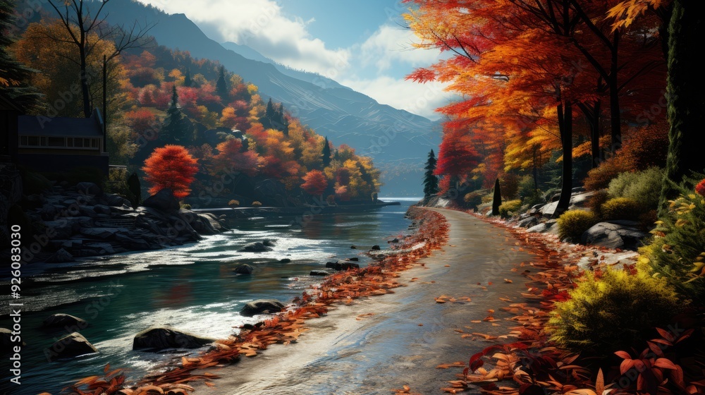 Canvas Prints beautiful scenery along the country road