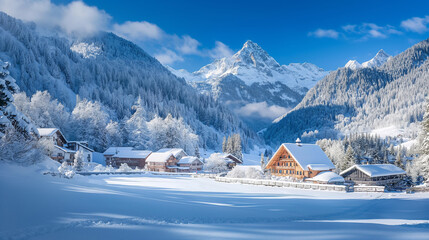 Fototapeta premium alpine village in winter