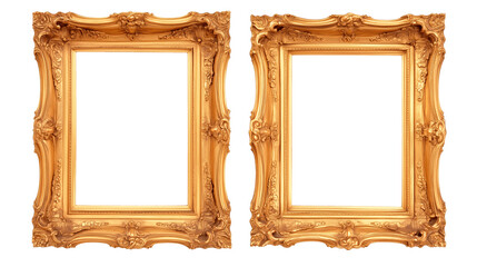 Vintage golden carved rectangle frame for photo