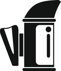 Black silhouette bee smoker icon in glyph style, a tool using smoke to calm bees