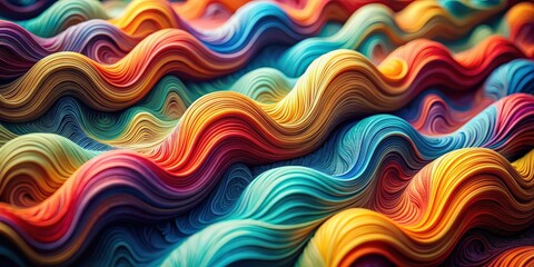 Fototapeta premium Abstract macro shot of intricate wavy patterns in various colors , macro, abstract, background, texture, design, artistic