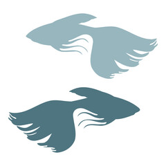 Marine life, sea ocean underwater creatures fish, shells algae seaweed, Ink and pen sketch hand drawn. Single object illustration, stylized, isolated on white. Zoo shop, aquarium, cosmetics, resort