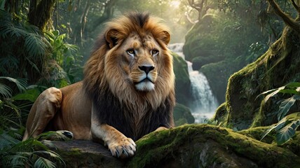 Naklejka premium male lion in the zoo