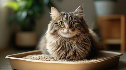 A fluffy cat stares intently at the camera. This image can be used for articles or websites that focus on cat care.