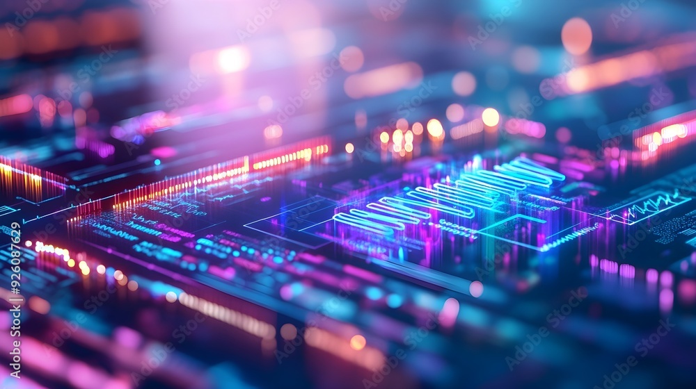 Aufkleber abstract neon data visualization background