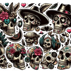 Day of the Dead Sugar Skulls Illustration