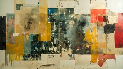Abstract Wall with Layers of Torn Posters.