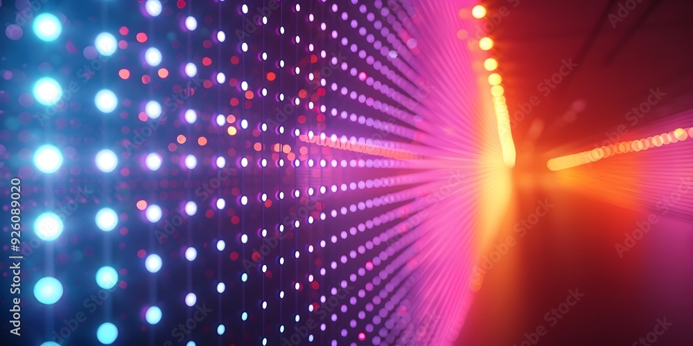 Poster interactive led light display backdrop for modern product presentation concept