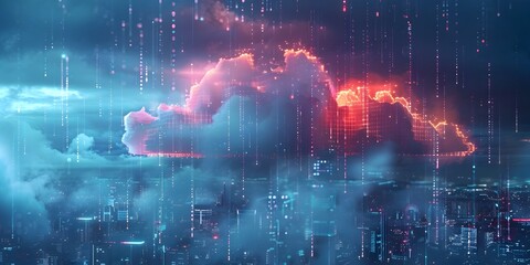 Futuristic Smart City Skyline Powered by Cloud Computing and Digital Overlays