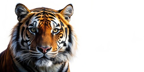 Fototapeta premium Silhouette of a fierce tiger head against a white background, wildlife, predator, animal, majestic, powerful, feline, hunter