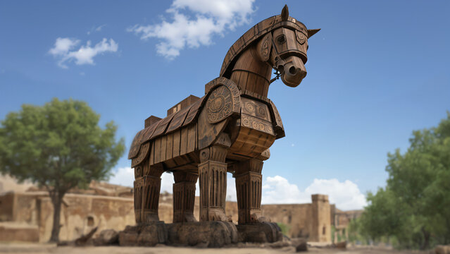 a wooden trojan horse