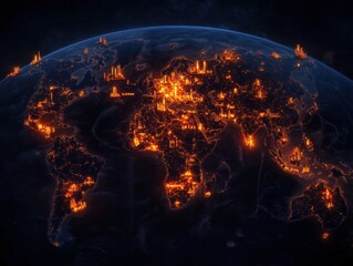 A global map overlaid with crude oil refining facilities, highlighting regions of intense demand.