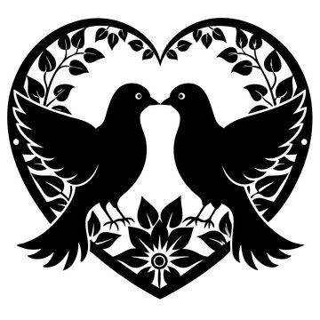 recommend clip art: Love birds silhouette vector illustration on white background