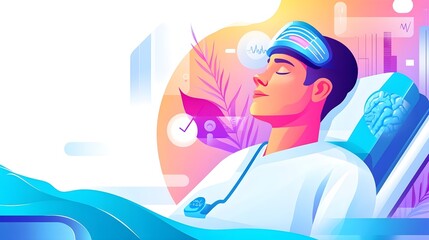 Man Relaxing with Mind-Boosting Technology