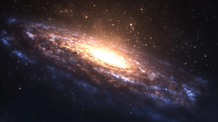 An artistic abstract background of the Milky Way galaxy showing rotating stars, dust clouds and bright nebulae