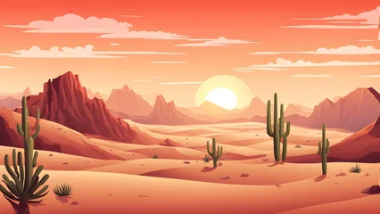 Gardinen Desert landscape at sunrise illustration © Hastuti